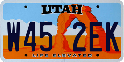 UT license plate W452EK
