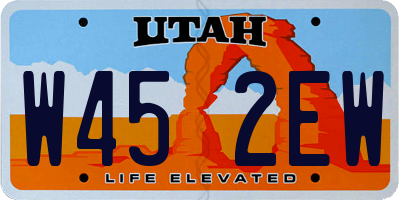 UT license plate W452EW