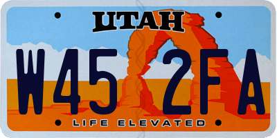 UT license plate W452FA