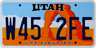 UT license plate W452FE