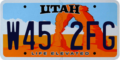 UT license plate W452FG