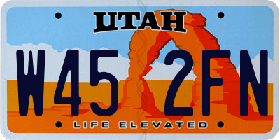 UT license plate W452FN