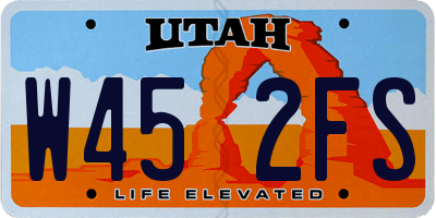 UT license plate W452FS