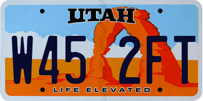 UT license plate W452FT