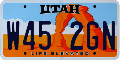 UT license plate W452GN
