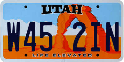 UT license plate W452IN