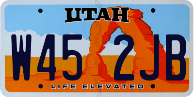 UT license plate W452JB