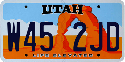 UT license plate W452JD