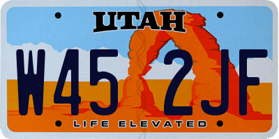UT license plate W452JF