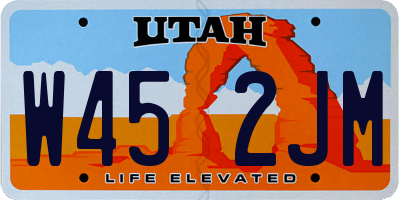 UT license plate W452JM