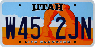 UT license plate W452JN