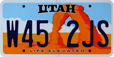 UT license plate W452JS