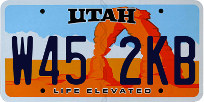 UT license plate W452KB
