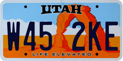UT license plate W452KE