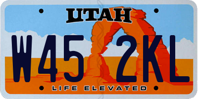 UT license plate W452KL