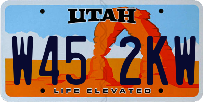 UT license plate W452KW