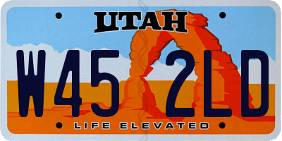 UT license plate W452LD