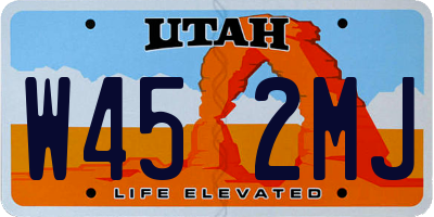UT license plate W452MJ