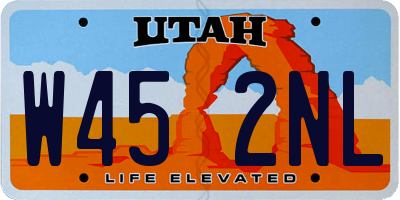 UT license plate W452NL