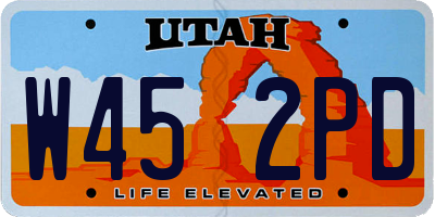 UT license plate W452PD