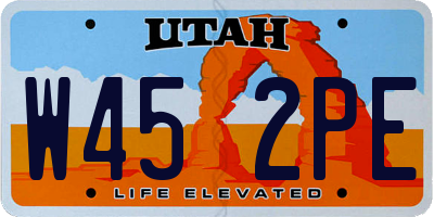 UT license plate W452PE