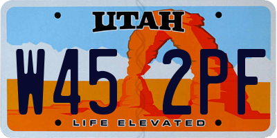 UT license plate W452PF