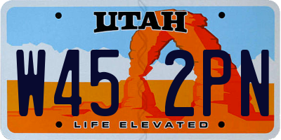 UT license plate W452PN