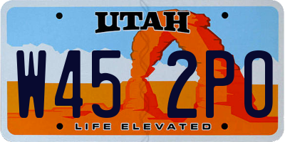 UT license plate W452PO