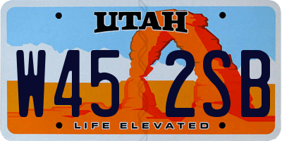 UT license plate W452SB