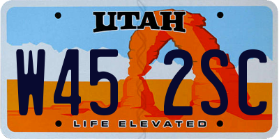UT license plate W452SC