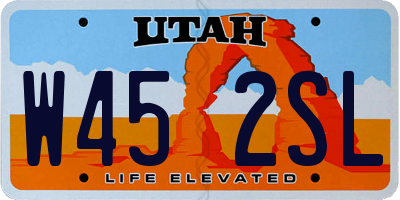 UT license plate W452SL