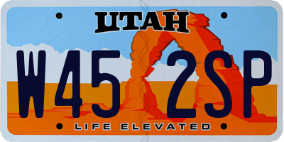 UT license plate W452SP