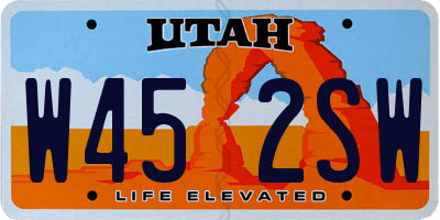 UT license plate W452SW