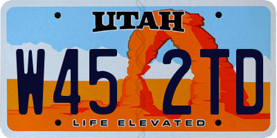 UT license plate W452TD