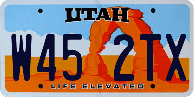 UT license plate W452TX