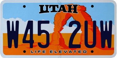 UT license plate W452UW