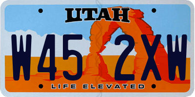 UT license plate W452XW