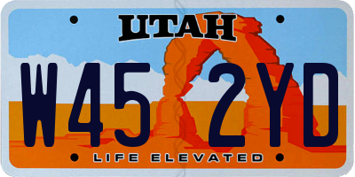 UT license plate W452YD