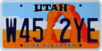 UT license plate W452YE