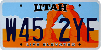 UT license plate W452YF