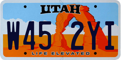 UT license plate W452YI