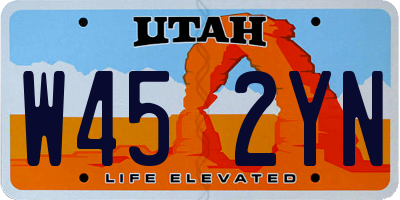 UT license plate W452YN