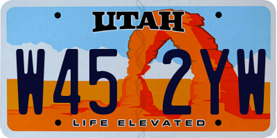 UT license plate W452YW