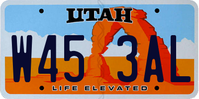 UT license plate W453AL