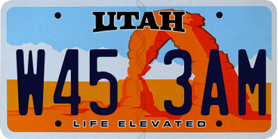 UT license plate W453AM