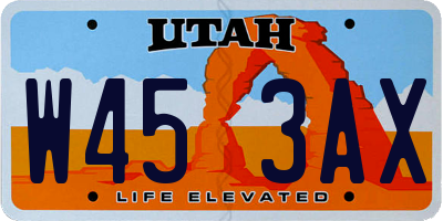UT license plate W453AX