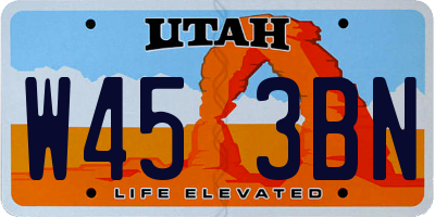 UT license plate W453BN