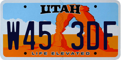 UT license plate W453DF