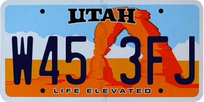UT license plate W453FJ
