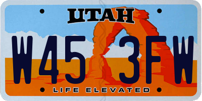 UT license plate W453FW
